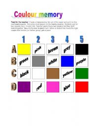 English Worksheet: Colour Memory- Practising the colours