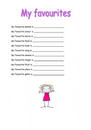 English worksheet: Fill in - my favourites