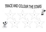 English worksheet: TRACE AND COLOUR THE STARS
