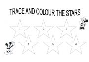 English Worksheet: TRACE AND COLOUR THE STARS