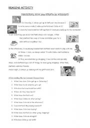 English Worksheet: reading comprehension activity