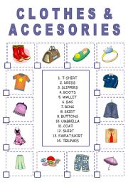 English Worksheet: Clothes and Accesories - Matching 