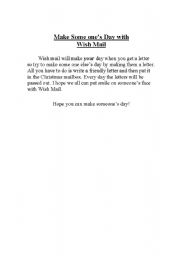 English Worksheet: Wish Mail christmas letters