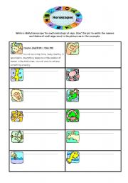 English Worksheet: horoscopes