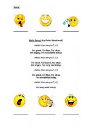 English Worksheet: Feelings song