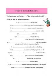 English worksheet: What do they do in their job?