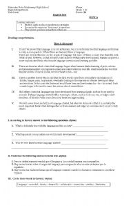 English Worksheet: Reading comprehension and there is / there are Test