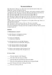 English worksheet: The man in the blue car