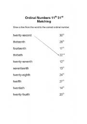 English worksheet: Ordinal numbers matching