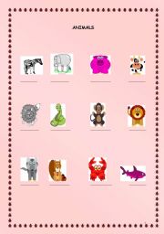 English worksheet: Animals