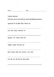 English worksheet: Sentence structure