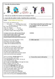 English Worksheet: SONG - LUCKY (COLBIE CAILLAT/ JASON MRAZ)