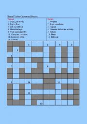 English Worksheet: Phrasal Verbs Crossword pussle
