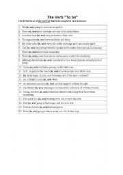 English worksheet: verb to be