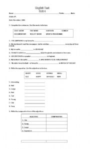 English worksheet: test 