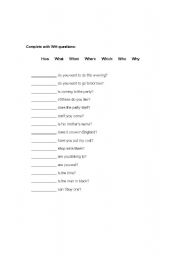 English Worksheet: wh questions