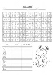 English Worksheet: PUZZLE ABOUT REGULAR AND IRREGULAR VERBS