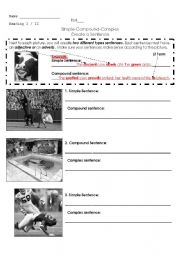 English Worksheet: Creating Simple-Compound-Complex Sentences