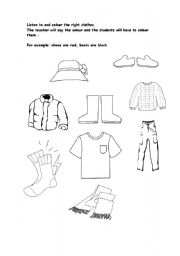 English worksheet: Listen to and color