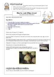 English Worksheet: Delicious Chipa bread recipe and COOKING VOCABULARY ( pre-intermediate)