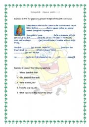 English Worksheet: Sponge Bob teaches tenses!