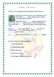 English worksheet: Sponge Bob teaches tenses!