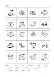 English Worksheet: Clothes - Wordcards
