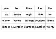 English worksheet: Numbers, 1-20, words