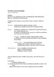 English worksheet: Products and packaging