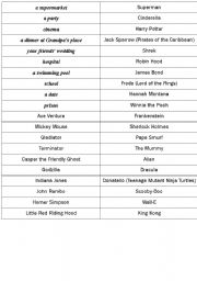 English worksheet: Film characters dialogues