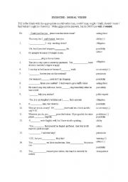 English Worksheet: modal verb exercise