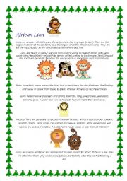 English worksheet: African lion