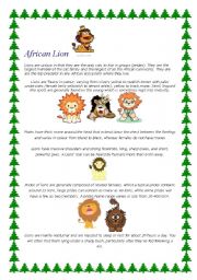 English Worksheet: African lion