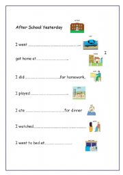 English worksheet: After School Yesterday