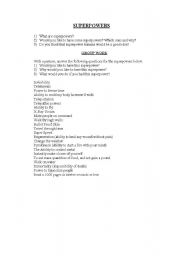 English worksheet: SUPERPOWERS DISCUSSION