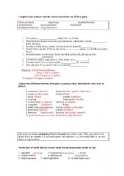 English Worksheet: FALSE FRIENDS AND WORD PAIRS