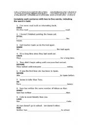 English worksheet: transformations 2