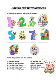 English Worksheet: havin fun with numbers