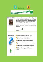 English worksheet: Ireland Treasure Hunt