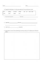 English worksheet: Worksheet for the Four Seasons