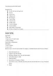 English worksheet: Hands-on Recipe Lesson 