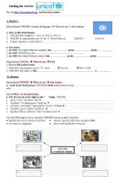 English Worksheet: UNICEF ( its history / its mission ), 