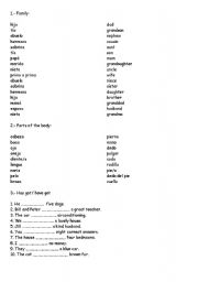 English worksheet: FAMILY AND THE BODY. HAVE GOT AND PRONOUNS