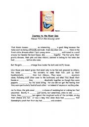 English worksheet: Journey to the River Sea Verb Cloze Test