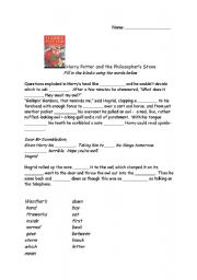 English Worksheet: Harry Potter Cloze Test