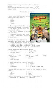 English Worksheet: Madagascar 2