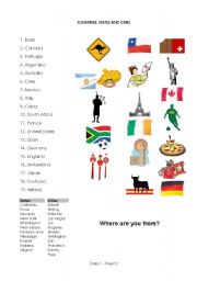 English Worksheet: Countries, states and cities