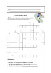 English Worksheet: Crossword puzzle on sports