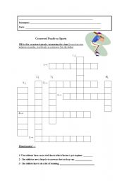 English worksheet: Crossword puzzle on sports