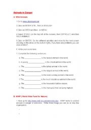 English worksheet: Animals in danger